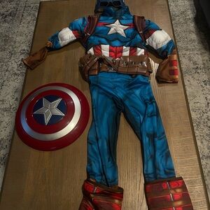 Marvel Superhero Costume with Shield - Blue, Red, and White